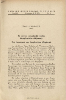 Zur Synonymie der Fungivoriden (Diptera)