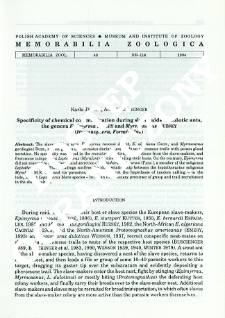 Specificity of chemical communication during slave raids in dulotic ants, the genera Epimyrma Emery and Myrmoxenus Ruzsky (Hymenoptera, Formicidae)