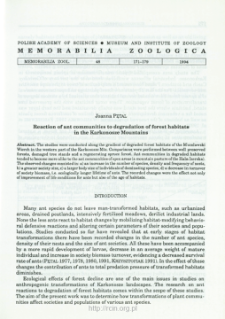 Reaction of ant communities to degradation of forest habitats in the Karkonosze Mountains