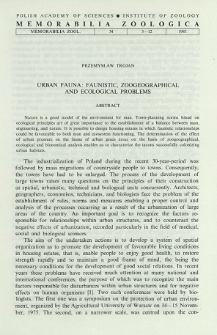 Urban fauna: faunistic, zoogeographical and ecological problems