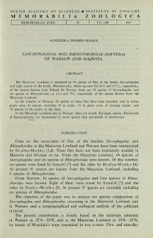 Sarcophagidae and Rhinophoridae (Diptera) of Warsaw and Mazovia