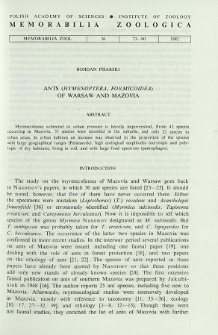 Ants (Hymenoptera, Formicoidea) of Warsaw and Mazovia