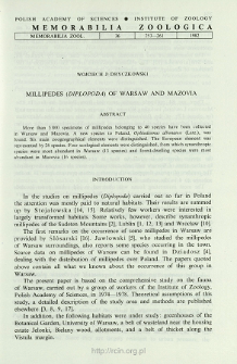 Millipedes (Diplopoda) of Warsaw and Mazovia