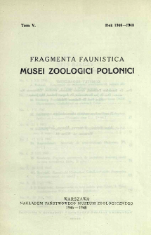 Fragmenta Faunistica Musei Zoologici Polonici ; t. 5 - Spis treści