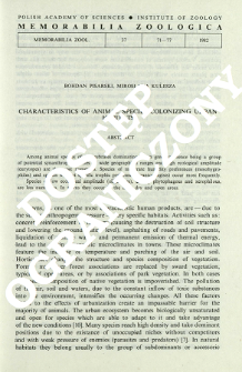 Characteristic of animal species colonizing urban habitats