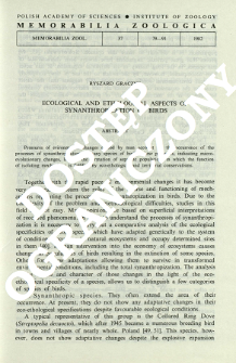 Ecological and ethological aspects of the synanthropization of birds