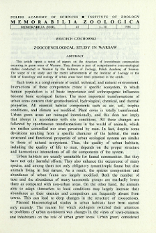 Zoocoenological study in Warsaw