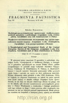 Morfologiczno-systematyczne opracowanie środkowo-europejskich gatunk&oacute;w z podrodzaju Acupalpus Latr. (Coleoptera, Carabidae) oraz ich rozmieszczenie w Polsce = Morfologo-sistematičeskie issledovani&acirc; nad sredne-evropejskimi vidami podroda Acupalpus Latr. (Coleoptera, Carabidae) i ih rasprostranenie v Pol'&scaron;e