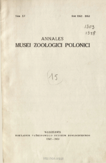 Annales Musei Zoologici Polonici ; t. 15 - Spis treści