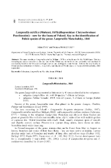 Lamprodila mirifica (Mulsant, 1855) (Buprestidae: Chrysochroinae: Poecilonotini) - new for the fauna of Poland : Key to the identification of Polish species of the genus Lamprodila Motschulsky, 1860
