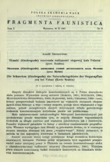 Ślimaki (Gastropoda) rezerwatu roślinności stepowej koło Folusza (pow. Szubin) = Moll&ucirc;ski (Gastropoda) zapowednika stepnoj rastitel'nosti vozle Fol&ucirc;&scaron;a (uezd &Scaron;ubin)