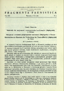Materiały do znajomości rozmieszczenia krocionog&oacute;w (Diplopoda) w Polsce = Materialy k poznani&ucirc; rasprostraneni&acirc; mnogonožek (Diplopoda) v Pol'&scaron;e