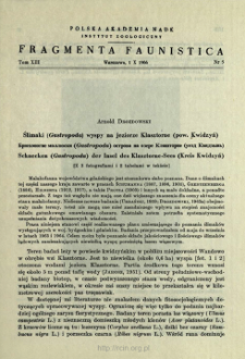 Ślimaki (Gastropoda) wyspy na jeziorze Klasztrone (pow. Kwidzyń) = Br&ucirc;honogie moll&ucirc;ski (Gastropoda) ostrova na ozere Kl&acirc;&scaron;torne (uezd Kvidzyn')