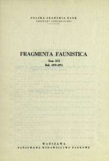 Fragmenta Faunistica - Strony tytułowe, spis treści - t. 16, nr 1-13 (1970-1971)