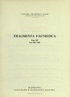 Fragmenta Faunistica - Strony tytułowe, spis treści - t. 14, nr. 1-13 (1967-1968)
