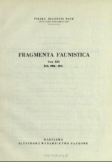 Fragmenta Faunistica - Strony tytułowe, spis treści - t. 13, nr. 1-25 (1966-1967)