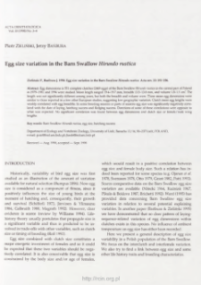 Egg size variation in the barn swallow Hirundo rustica