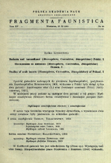 Badania nad tarcznikami (Homoptera, Coccoidea, Diaspididae) Polski. 1 = Issledovani&acirc; po ŝitovkam (Homoptera, Coccoidea, Diaspididae) Pol'&scaron;i. 1