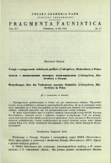 Uwagi o występowaniu niekt&oacute;rych gnilik&oacute;w (Coleoptera, Histeridae) w Polsce = Zametki o rasprostranenii nekotoryh žukov-karapuzikov (Coleoptera, Histeridae) v Pol'&scaron;i