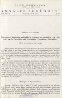 Development, distribution and habits of Trixagus dermestoides (L.), with notes on the Throscidae and Lissomidae (Coleoptera, Elateroidea)