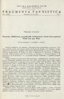 Karaczany (Blattodea), prostoskrzydłe (Orthoptera) i skorki (Dermaptera) Pienin oraz g&oacute;ry Wżar