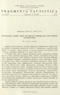 Podsumowanie wynik&oacute;w badań nad lądowymi bezkręgowcami (Invertebrata terrestria) Pienin