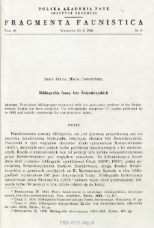 Bibliografia fauny G&oacute;r Świętokrzyskich