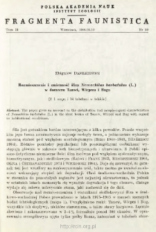 Rozmieszczenie i zmienność śliza Nemachilus barbatulus (L.) w dorzeczu Tanwi, Wieprza i Buga