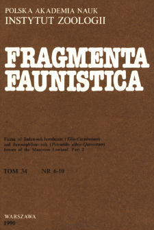 Fragmenta Faunistica - Strony tytułowe, spis treści - t. 34, nr. 6-10 (1990)