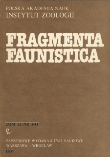 Fragmenta Faunistica - Strony tytułowe, spis treści - t. 33, nr. 1-11 (1990)