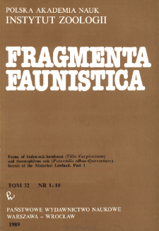 Fragmenta Faunistica - Strony tytułowe, spis treści - t. 32, nr. 1-10 (1989)