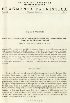 Elateridae (Coleoptera) of linden-oak-hornbeam and thermophilous oak forests of the Mazovian Lowland