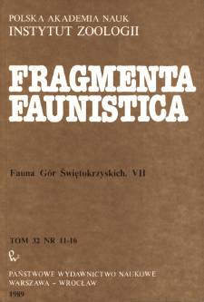 Fragmenta Faunistica - Strony tytułowe, spis treści - t. 32, nr. 11-16 (1989)