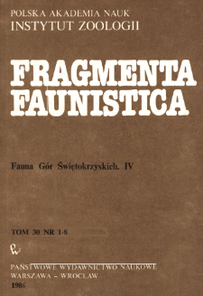 Fragmenta Faunistica - Strony tytułowe, spis treści - t. 30, nr. 1-8 (1986)