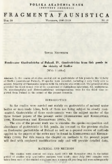 Freshwater Gastrotricha of Poland. 4. Gastrotricha from fish ponds in the vicinity of Siedlce
