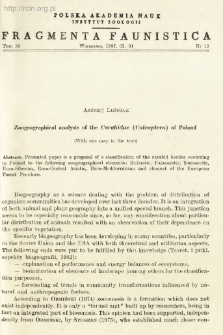 Zoogeographical analysis of the Carabidae (Coleoptera) of Poland