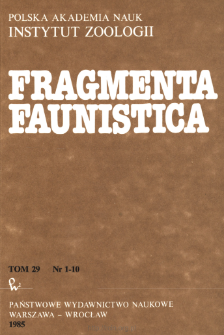 Fragmenta Faunistica - Strony tytułowe, spis treści - t. 29, nr. 1-10 (1985)