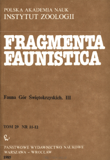 Fragmenta Faunistica - Strony tytułowe, spis treści - t. 29, nr. 11-12 (1985)
