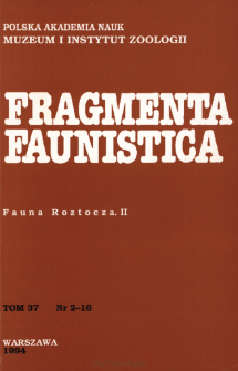 Fragmenta Faunistica - Strony tytułowe, spis treści - t. 37, nr. 2-16 (1994)
