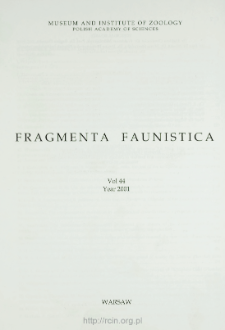 Fragmenta Faunistica - Spis treści - t. 44, nr. 1-2 (2001)