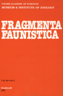 Fragmenta Faunistica - Strony tytułowe, spis treści - t. 44, nr 1 (2001)