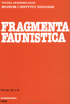 Fragmenta Faunistica - Strony tytułowe, spis treści - t. 43, nr. 1-8 (2000)