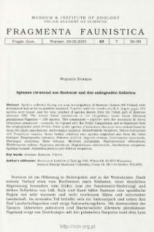 Spinnen (Araneae) aus Roztocze und den anliegenden Gebieten