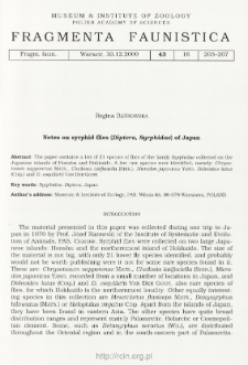 Notes on syrphid flies (Diptera, Syrphidae) of Japan