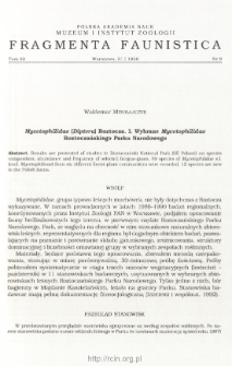 Mycetophilidae (Diptera) Roztocza. 1, Wybrane Mycetophilidae Roztoczańskiego Parku Narodowego