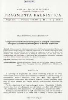 Comparative analysis of dominant species in springtail communities (Hexapoda: Collembola) of urban greens in Moscow and Warsaw