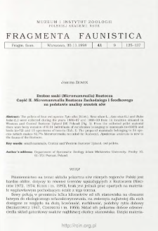 Drobne ssaki (Micromammalia) Roztocza. Cz. 2, Micromammalia Roztocza Zachodniego i Środkowego na podstawie analizy zrzutek s&oacute;w