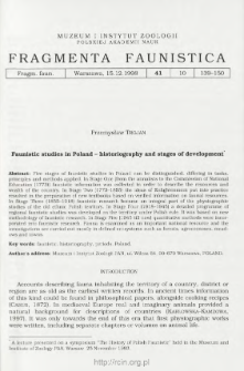 Faunistic studies in Poland - historiography and stages of development