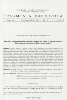 Diversity indices of double classification in the study of Ichneumoninae (Hymenoptera, Ichneumonidae) communities