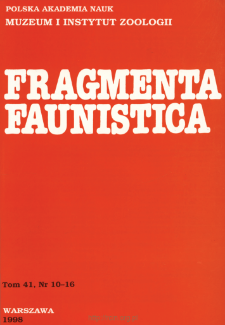 Fragmenta Faunistica - Strony tytułowe, spis treści - t. 41, nr. 10-16 (1998)